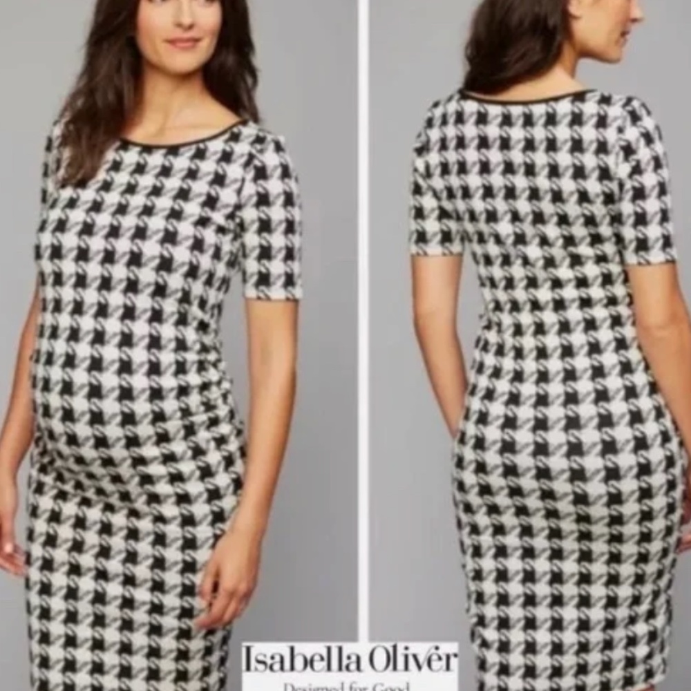 Isabella Oliver Black White Houndstooth Maternity